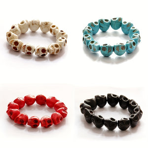 Cross-border Foreign Trade Jewelry Bracelet Synthetic Turquoise Skull Bracelet Wish Jewelry Wholesale