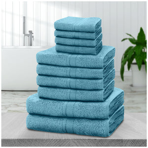 10pcs Towel Bale Set | Luxurious 100% Cotton Towels Family Pack | Quick-Drying, Highly Absorbent & Ultra-Soft Fabric | Includes 4 Face Towels, 4 Hand Towels, 2 Bath Towels | Available in 16 Elegant Colours | Ideal for Home, Gym, Spa, or Beach Use | Durabl