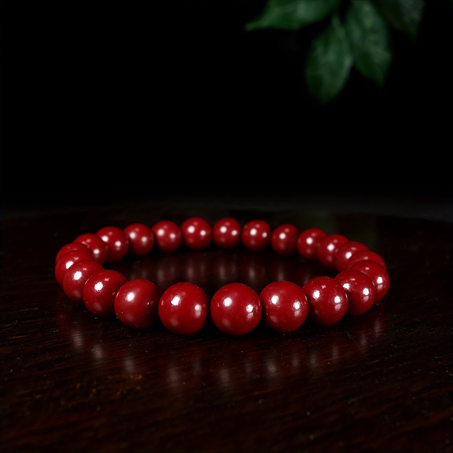 1pc Natural Raw Mineral Cinnabar Bracelet Simple Bracelet Beaded Bracelet