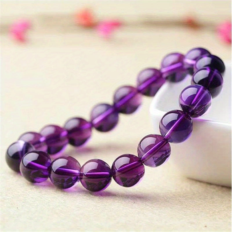 1pc Jewelry Purple Glass Bracelet, Unisex, Size 8mm/0.31in