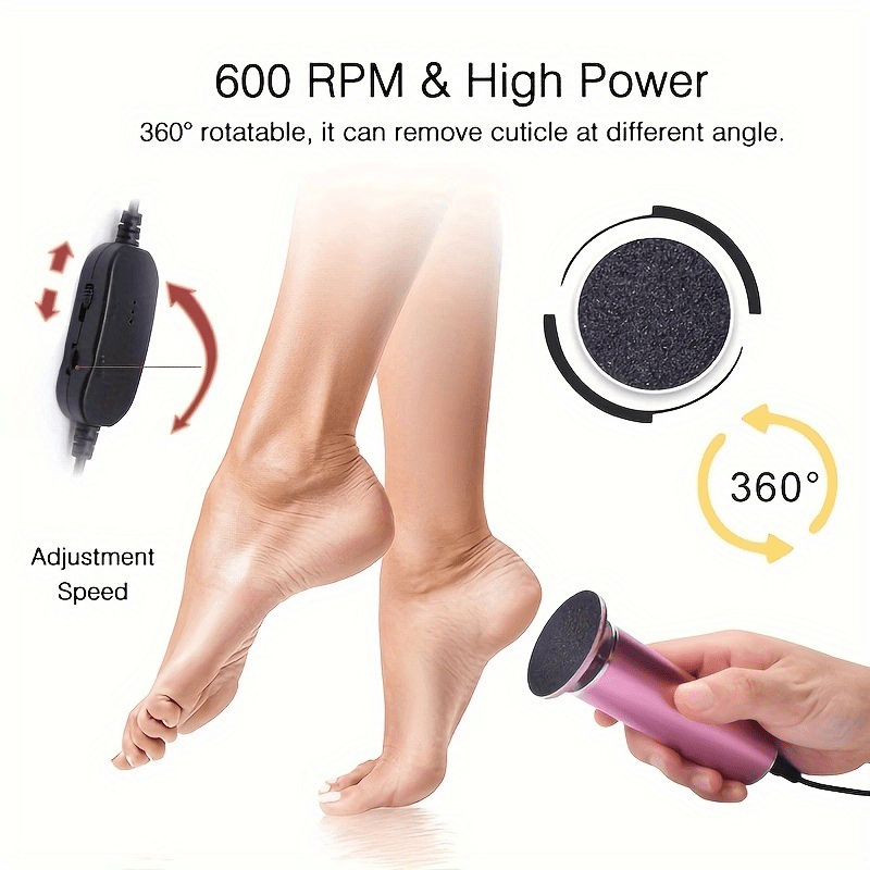 Electric foot grinder easily removes stubborn dead skin, effectively prevents foot dryness and roughness, adjustable speed belt with 60 replacement sandpaper, foot pedicure tool suitable for men and women to remove dead skin, hard skin and calluses on the