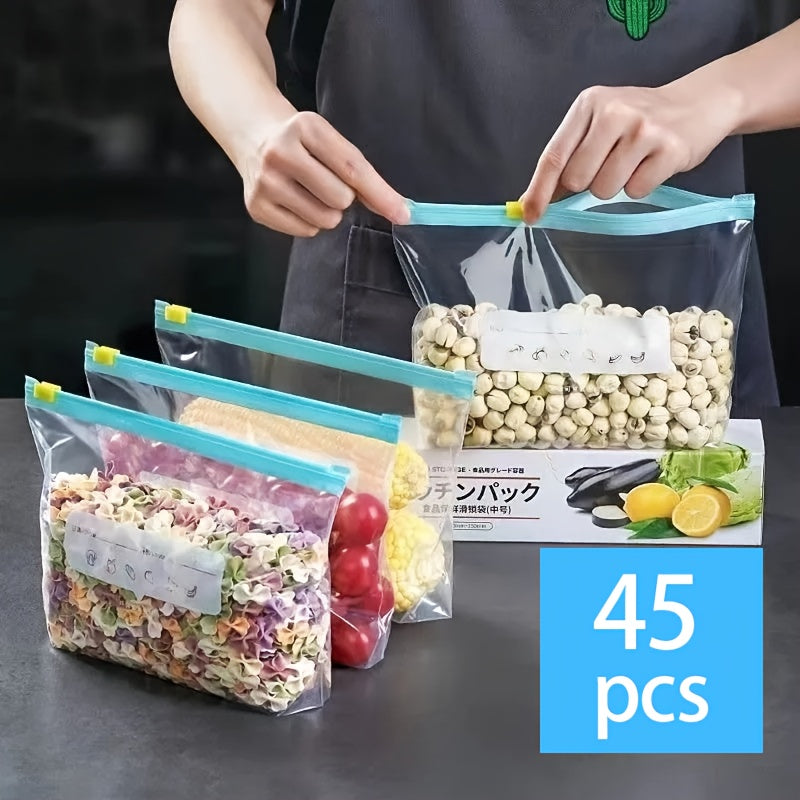 45/60pcs Storage Bags, Zipper Fresh-keeping Bags, Food Classification Storage Bags, Food Fresh-keeping Sealed Bags, Used for Fruits, Grains, Vegetables and Meat, Kitchen Storage and Storage, Kitchen Accessories