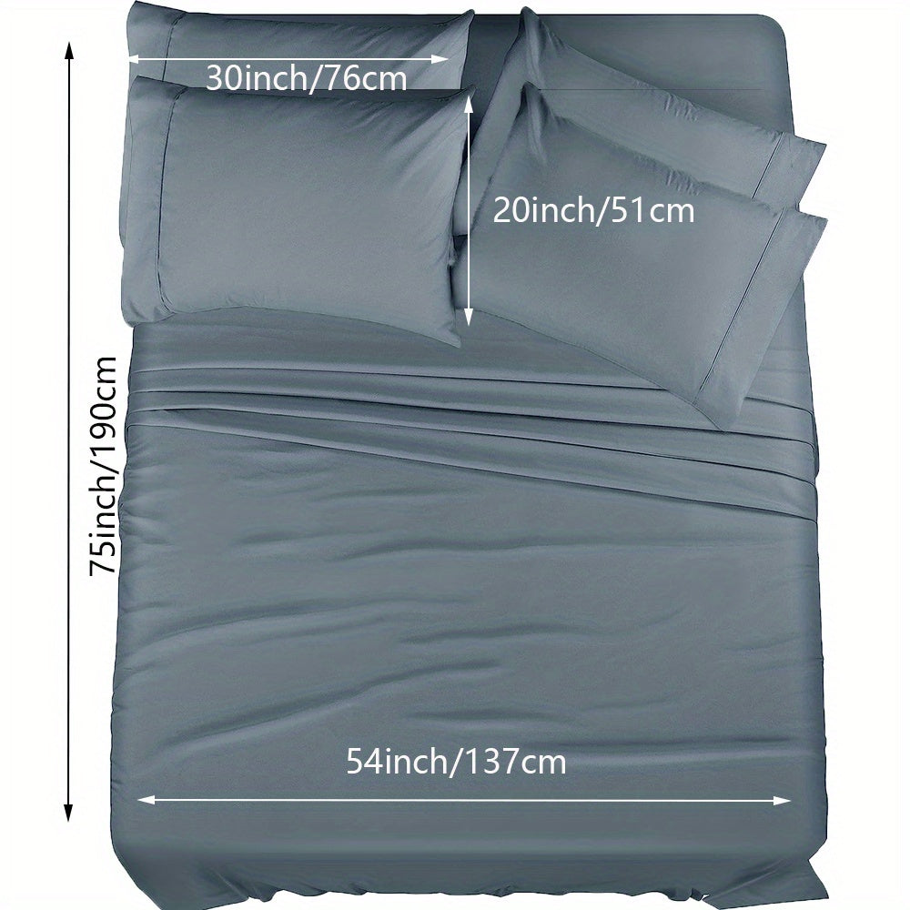 4/6pcs Luxury Cool Fitted Sheet Set, Wrinkle, Fade, Mattress Cover with Deep Pocket, Soft Comfortable Breathable Bedding Set, for Bedroom Hotel (1*Flat Sheet + 1* Fitted Sheet + 2/4*Pillowcases, Without Core)