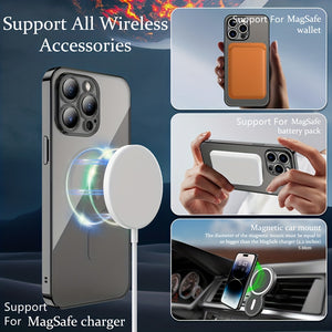 For Magnetic Wireless Charge Clear Phone Case For IPhone 14/13/12/11 Pro Max/Mini/X/XR/XS/8/7 Plus Luxury Plating Cover