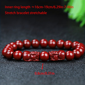 Natural Cinnabar Bracelet Cute Pixiu Bracelet Good Luck Bracelet