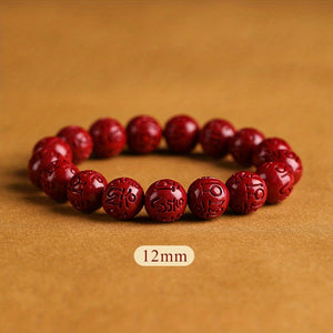 1pc Raw Mine Purple  Cinnabar Six-character Mantra Bracelet Female Zodiac Year Couple Purple  Sand Bracelet