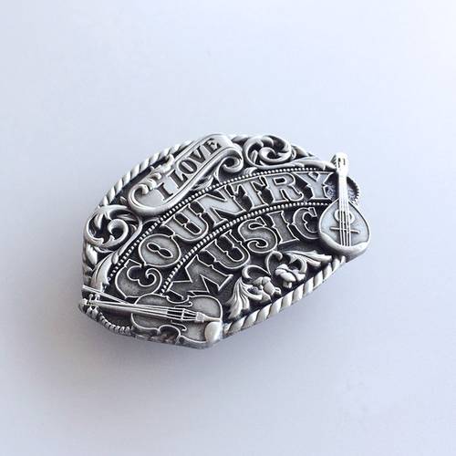 Western Men Zinc alloy Leather Belt Buckle Silver Country Music Shape Pattern US Local Shipping