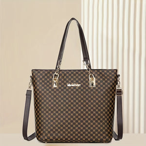 Elegant & Versatile 6-Piece PU Leather Bag Set: Tote, Boston, Clutch with Stylish Patterns, Secure Zip & Comfort Straps