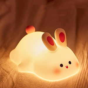 1pc Big Face Rabbit Silicone Night Light Smart Rabbit Patting Light USB Rechargeable Room Desktop Decoration Atmosphere Light with Three Levels of Brightness, Soft Light, 30 Minute Sleep Companion, Timed Automatic Light Off, Classmates and Friends, Christ