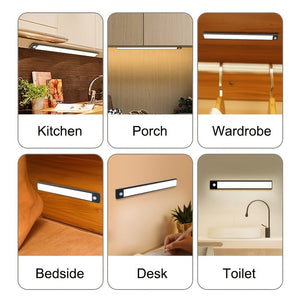 1pc LED Motion Sensor Cabinet Light, Under Counter Closet Lighting, Wireless  Magnetic USB Rechargeable Kitchen Night Lights, Battery Powere