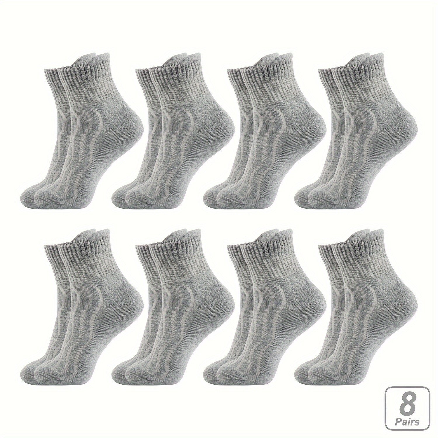 [Non-Binding | Breathable] 8 Pairs Non-Binding Wide Ankle Socks | Breathable Cotton Blend, Seamless Toe, Wavy Texture for Enhanced Circulation & Comfort, Beige, Accessories for Women & Men