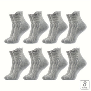 [Non-Binding | Breathable] 8 Pairs Non-Binding Wide Ankle Socks | Breathable Cotton Blend, Seamless Toe, Wavy Texture for Enhanced Circulation & Comfort, Beige, Accessories for Women & Men