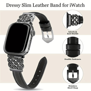 [Ultra-thin iWatch Strap] iWatch Ultra-thin Watch Strap - Compatible with Series 9/8/7/6/5/SE/4/3/2/1, Ultra/Ultra 2, with Designer Interlocking Buckle for Women