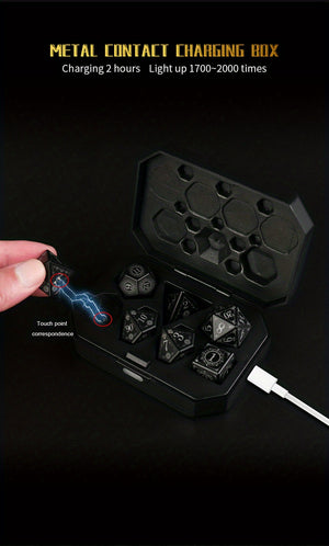 7pcs Rechargeable LED Dice Set - Illuminate Your Board Game Nights!