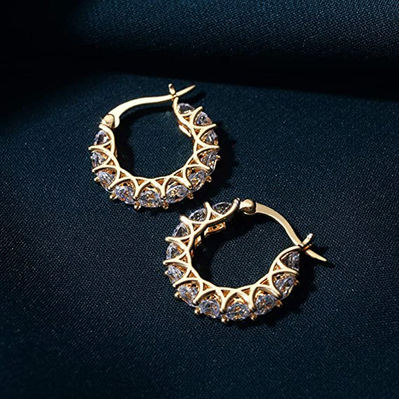 READKISS Women's Luxury Hoop Earrings with Cubic Synthetic Zirconia Crystals - April Birthstone Jewelry, Nickel-Free Copper Golden-Tone Flor