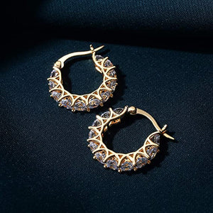 READKISS Women's Luxury Hoop Earrings with Cubic Synthetic Zirconia Crystals - April Birthstone Jewelry, Nickel-Free Copper Golden-Tone Flor