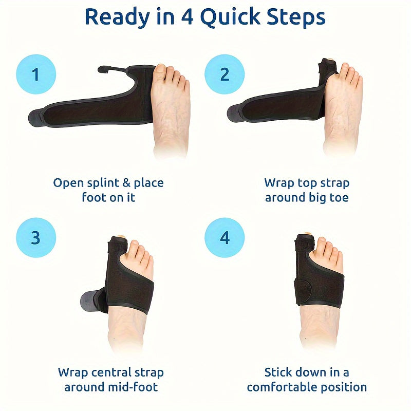 2 packs of Toe Separators with Built-in Metal Plate, Strong Fixation, Mercerized Sponge Composite Fabric, Breathable and Not Stuffy, Suitable for Day and Night Use