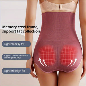 High-Waist Shaper Briefs with Waist Trimmer & Hip Lift - Pull-On Knit Fabric for Posture Support & Body Slimming