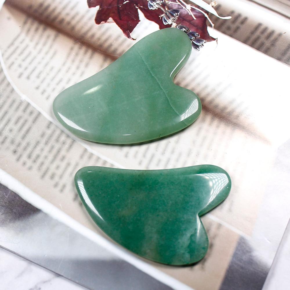 Natural Aventurine Quartz Gua Sha Board Green Jade Stone Body Facial Eye Scraping Plate Acupuncture Massage Relaxation Health