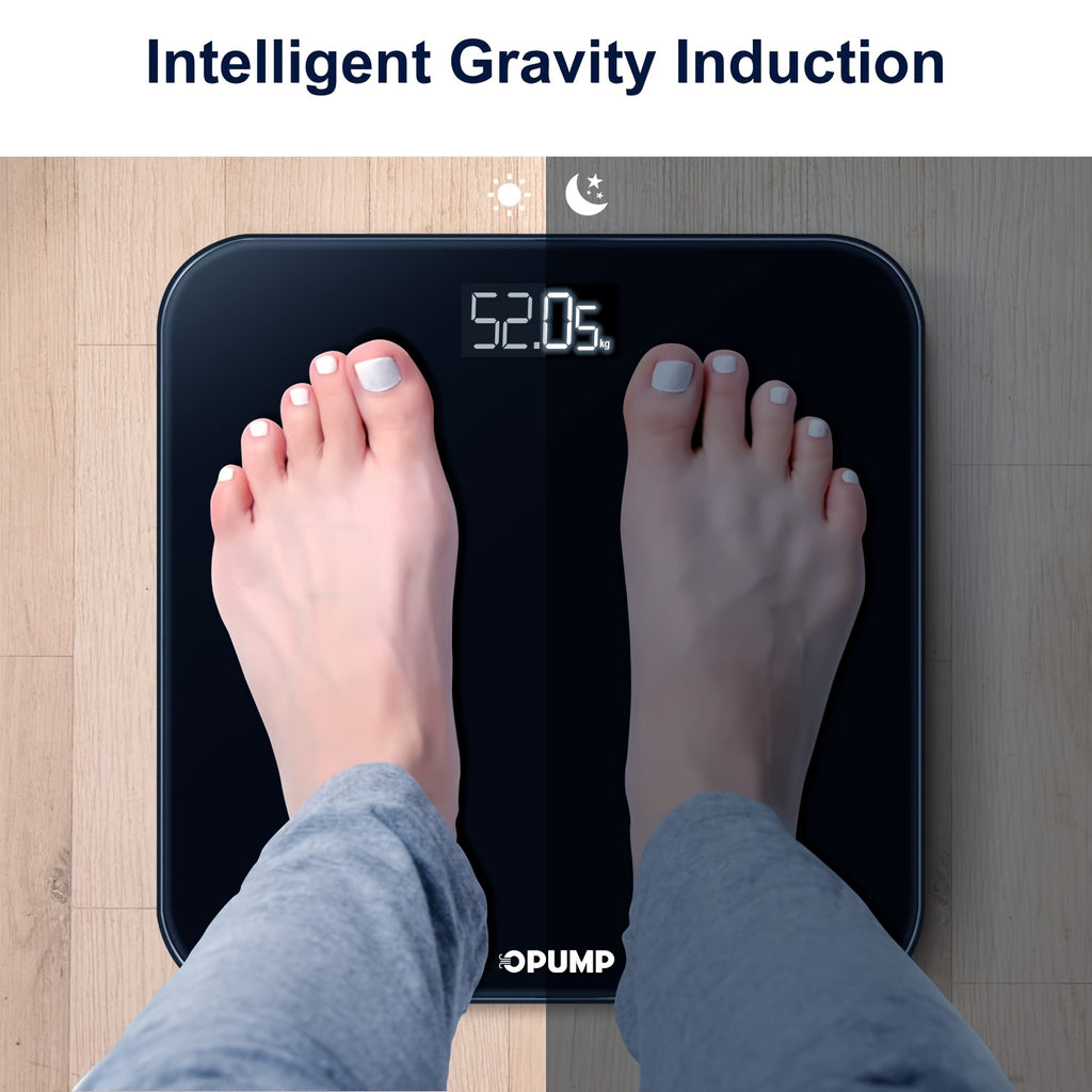 OPUMP High Precision Digital Bathroom Scale, Electronic Weight Scale, Accurate, Safe, Easy to Read, High Capacity, with Backlit HD LCD Display, 400 Lbs Capacity, Switchable Between Kg/lb/st, Includes 3 AAA Batteries