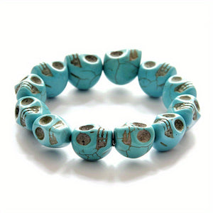 Cross-border Foreign Trade Jewelry Bracelet Synthetic Turquoise Skull Bracelet Wish Jewelry Wholesale