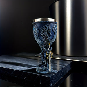 1pc, 7oz (200ml) Dragon Sword Cup, Medieval Dragon Wine Glass, Stainless Steel Champagne Glass, Gothic Dragon Sword Goblet, For Scotch Bourb