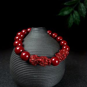 1pc Natural Raw Mineral Cinnabar Pixiu Bracelet Good Luck Bracelet National Wind Bracelet