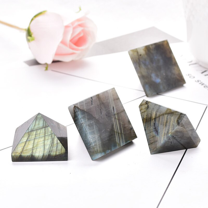 Natural Crystal Pyramid Quartz Labradorite Healing Stone Chakra Reiki Obelisk Meditation Crystal Point Home Decoration Crafts