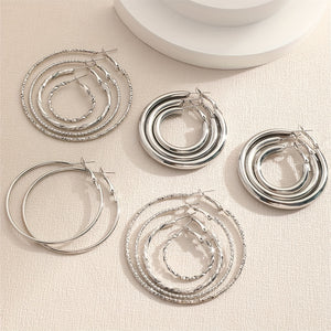 8 Pairs Set Of Hoop Earrings Alloy Jewelry Elegant Simple Style For Women Girls Daily Wear Delicate Set Gifts