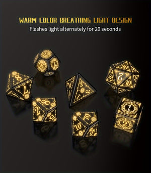 7-Piece Rechargeable LED Dice Set - Add Warm, Breathing Light To Your Board Games!