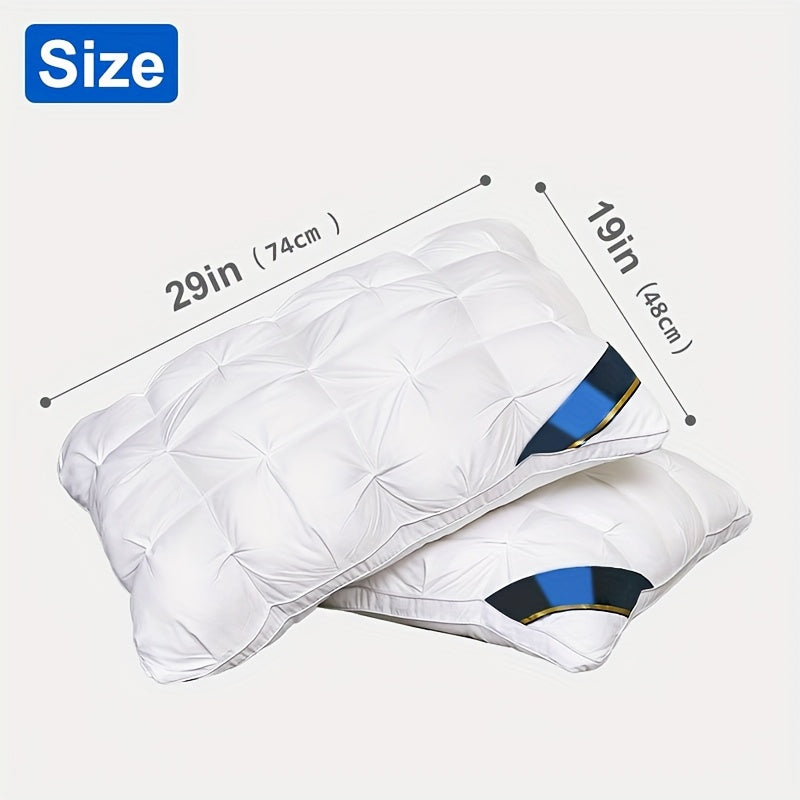 2pcs Luxury 5-Star Hotel Quality Pillows, 19x29 inches - Deep Sleep Neck Support, Four Seasons Non-Collapse High Pillow Core, Low Allergy Polyester Fiber Cover, Machine Washable, Modern Pillow Design | Soft Texture Surface, Sleeping Pillow