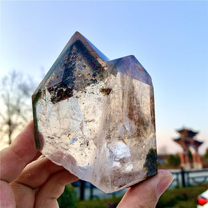 460g RARE Twin Points Mountain With Garden Quartz Natural Reiki Crystal Soulmate