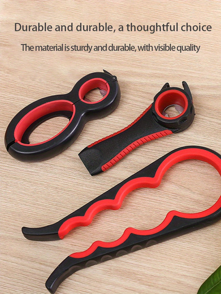 1pc, Bottle Oponer, 5in1 Multi-Function Bottle Jar Opener, Can Container Opener, Twist Anti-Slip Lid Opener Tool, Jar Opener For Weak Hands,