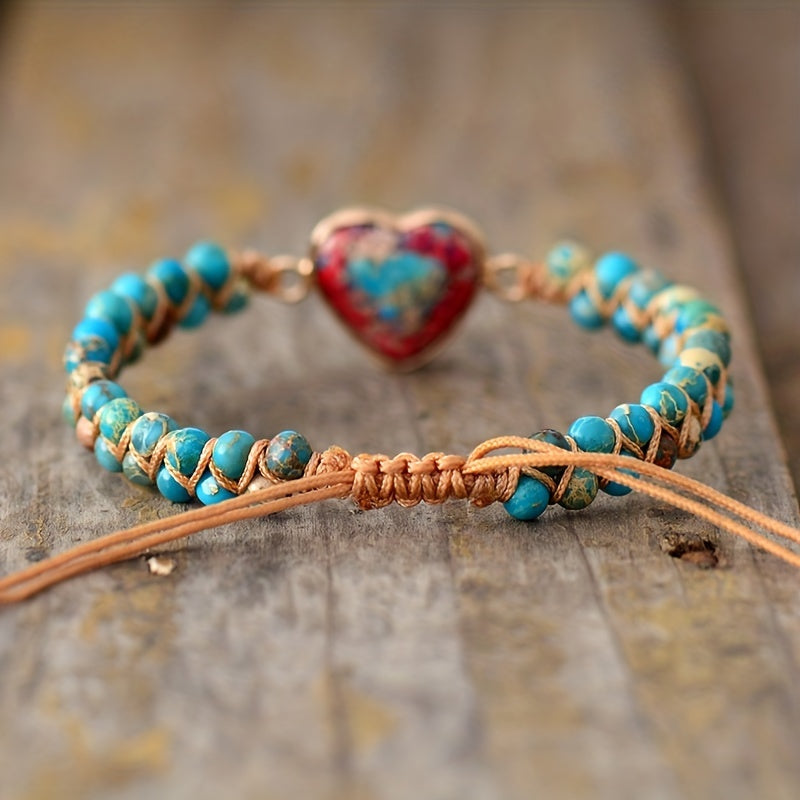 Hot Selling Bracelet Goods Source Red Imperial Stone Bracelet Peach Heart Love Hand String Braided Bracelet