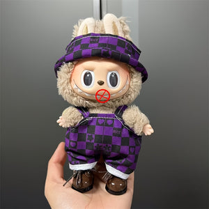 17cm doll clothes in various colors, suspenders and pants suits, DIY doll accessories suitable for Labubu dolls