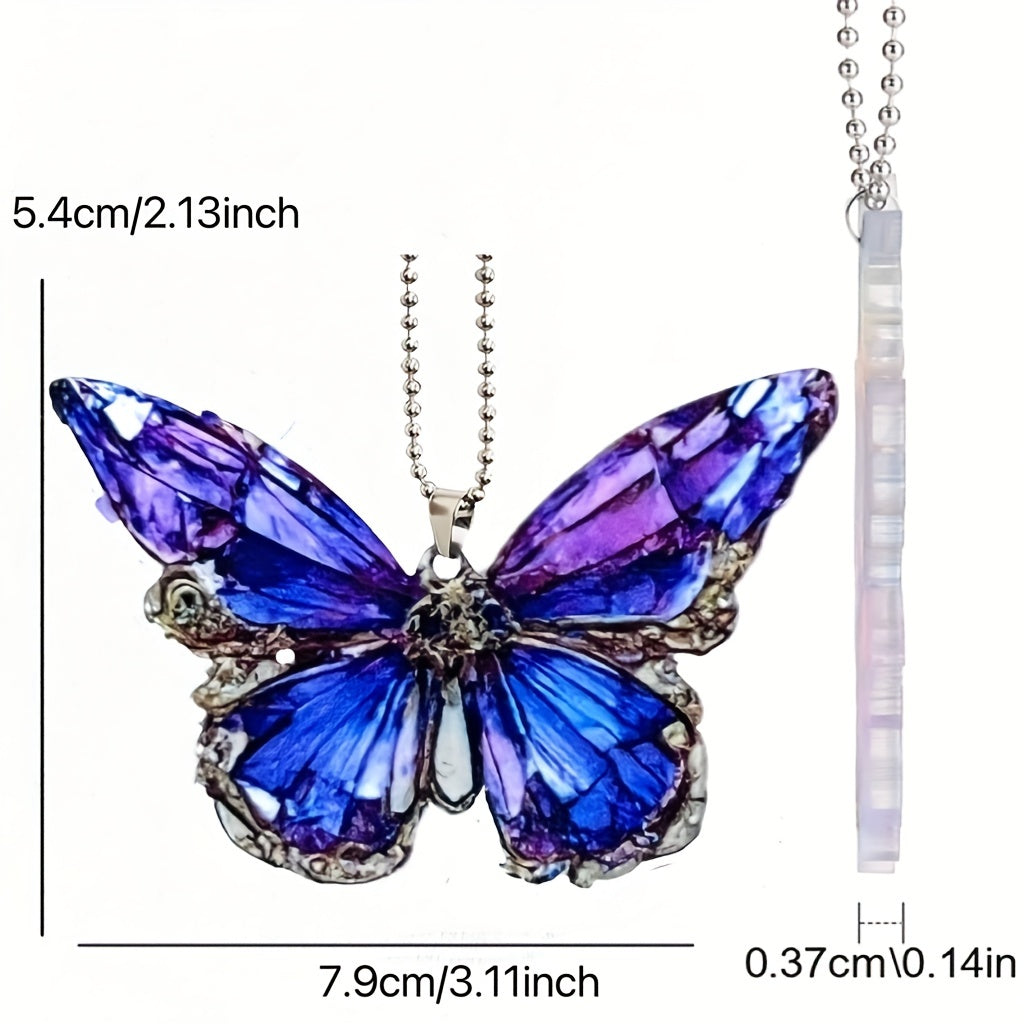 1pc Unique Butterfly Car Pendant: Add a Touch of Beauty to Your Car Interior with This Stylish Keychain Decoration!