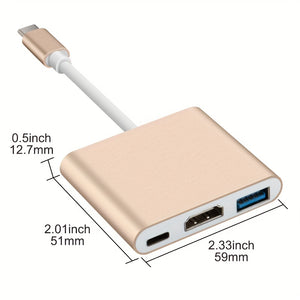 3 In 1 Type C To 4K HDMI-compatible USB 3.1 Charging Adapter USB C Hub USB 3.1 Dock Station Splitter For Laptop Macbook Air Pro.