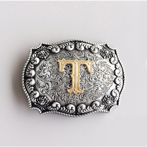 Western Men‘s Zinc alloy Leather Belt Buckle Cowboy Letter T shape Pattern US Local Shipping