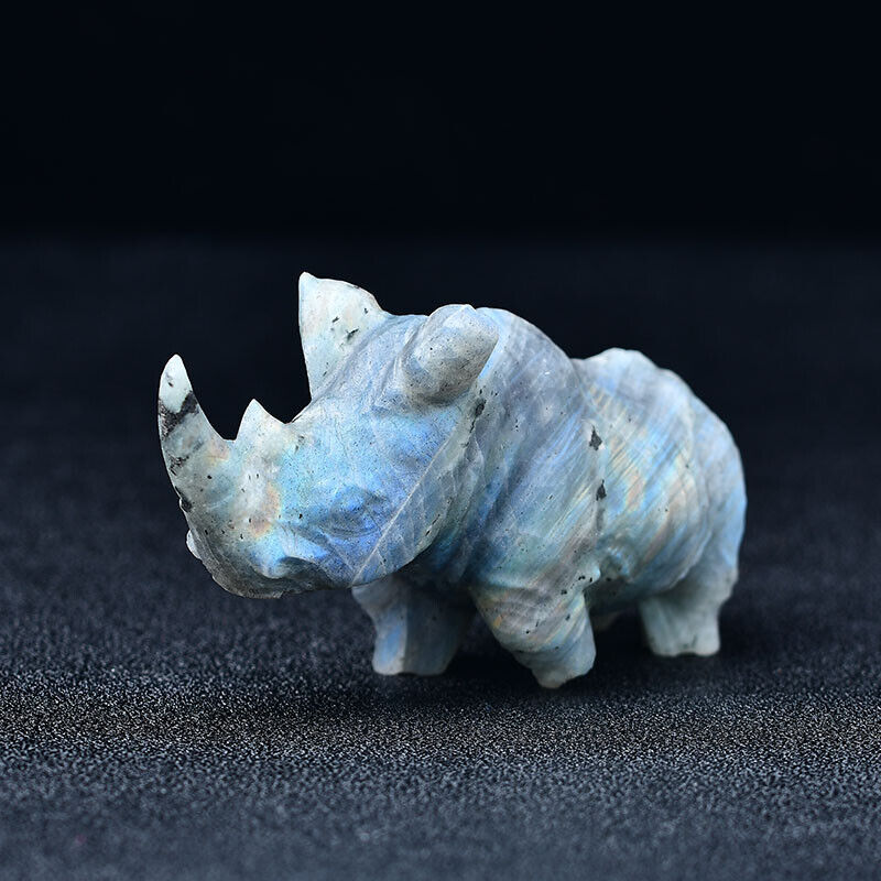 Rhinocero Rhino Carving Figurine Room Decor Crystal Animal DIY Hand Made Design