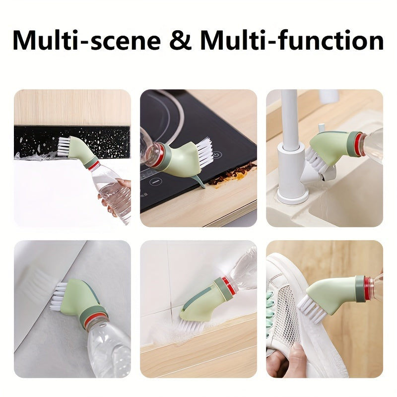 1pc Dead Corner Crevice Brush, Wet And Dry Use, Can Be Connected To Mineral Water Bottle, Household Multi-scene & Multi-functional Cleaning