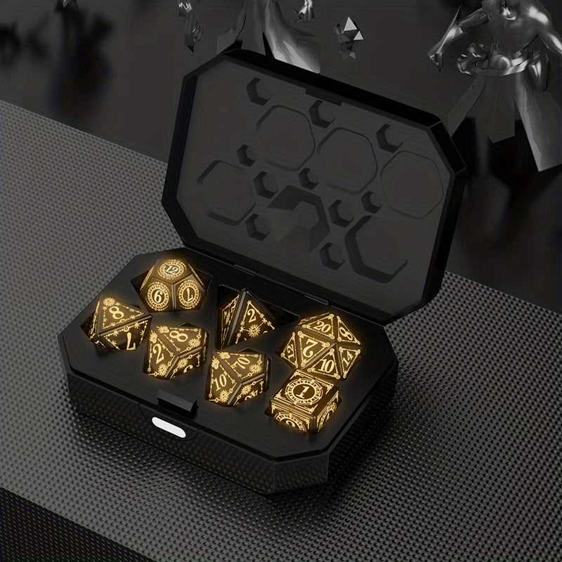 7-Piece Rechargeable LED Dice Set - Add Warm, Breathing Light To Your Board Games!