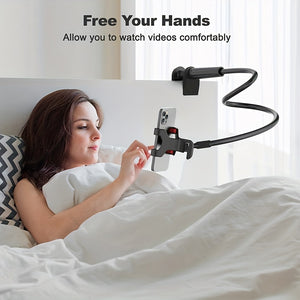 Flexible Gooseneck Phone Holder - Universal Lazy Bracket Mount with Long Arms Clamp for iPhone 13 Pro, XS Max, XR, X, 8, 7, 6, 6s Plus and O