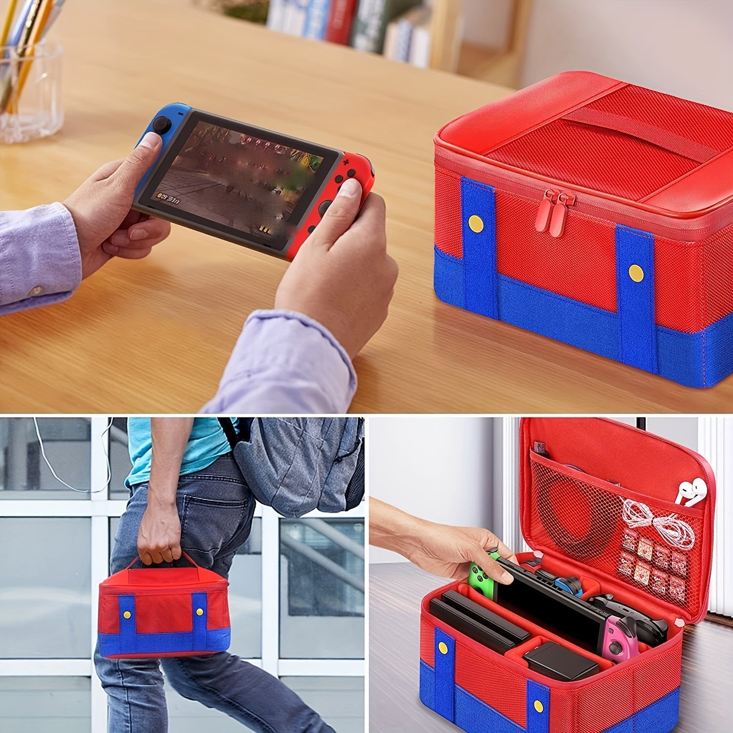 For Switch Carry Case, Storage Carrying Case Compatible With Nintendo Switch For Switch OLED Soft Shell Protective Travel Case For Switch Co