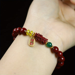 Natural Ore High-quality Cinnabar Bracelet Pixiu Beaded Bracelet Ethnic Style Bracelet Good Luck Bracelet