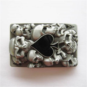 Western Zinc alloy Leather Belt Buckle Enamel Tattoo Skulls Ace shape Pattern US Local Shipping