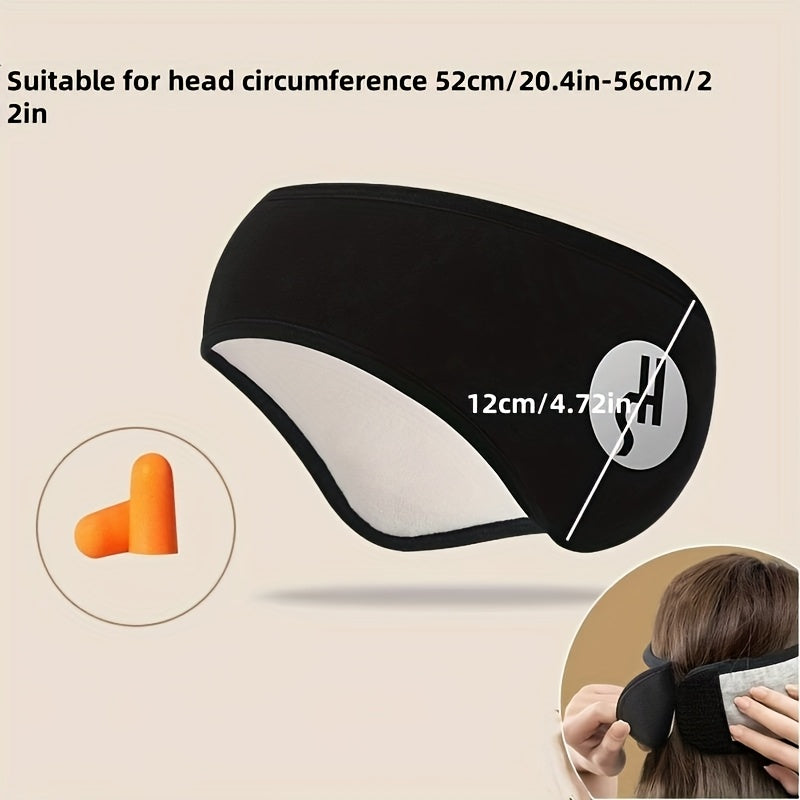 Noise-Canceling Sleep Mask with Ear Muffs | Adjustable, Comfortable Cotton Eye Cover for Restful Sleep & Travel | Noise Isolation | Solid Color Black | Ideal for Peaceful Slumber
