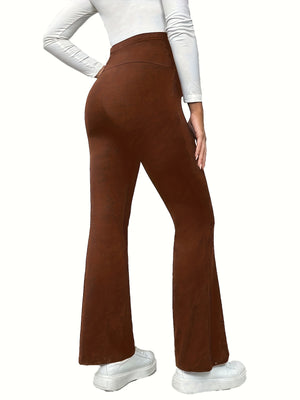Solid Color Adjustable Waist Flared Pants for Pregnant Women