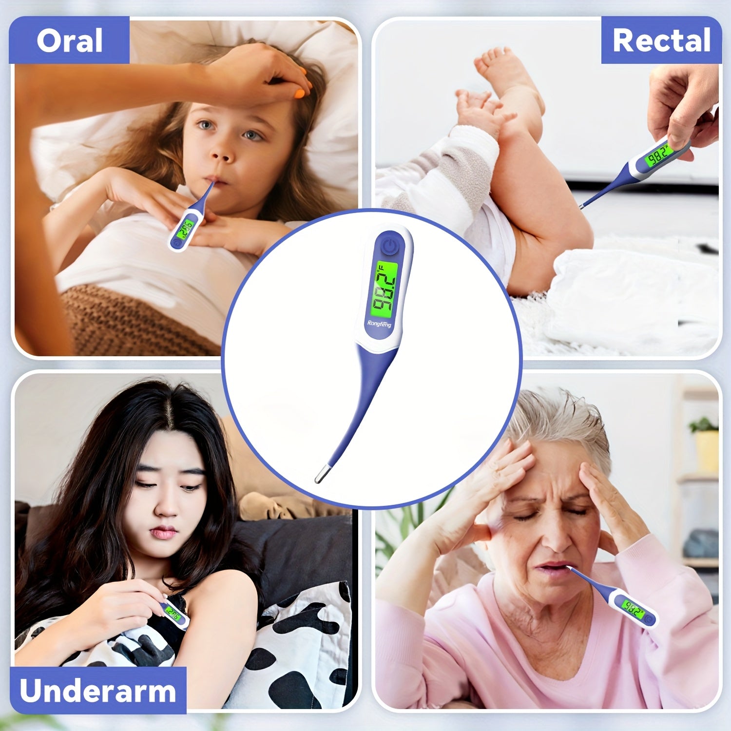 Digital Basal Thermometer for Adults and Youngsters, Accurate Oral Temperature Gauge with Fever Alarm, Large Display, Rubber Material, Battery Powered (AAA), Non-Rechargeable, Health Care Tool, Oral Temperature Checker | Modern Thermometer | Clear Readout