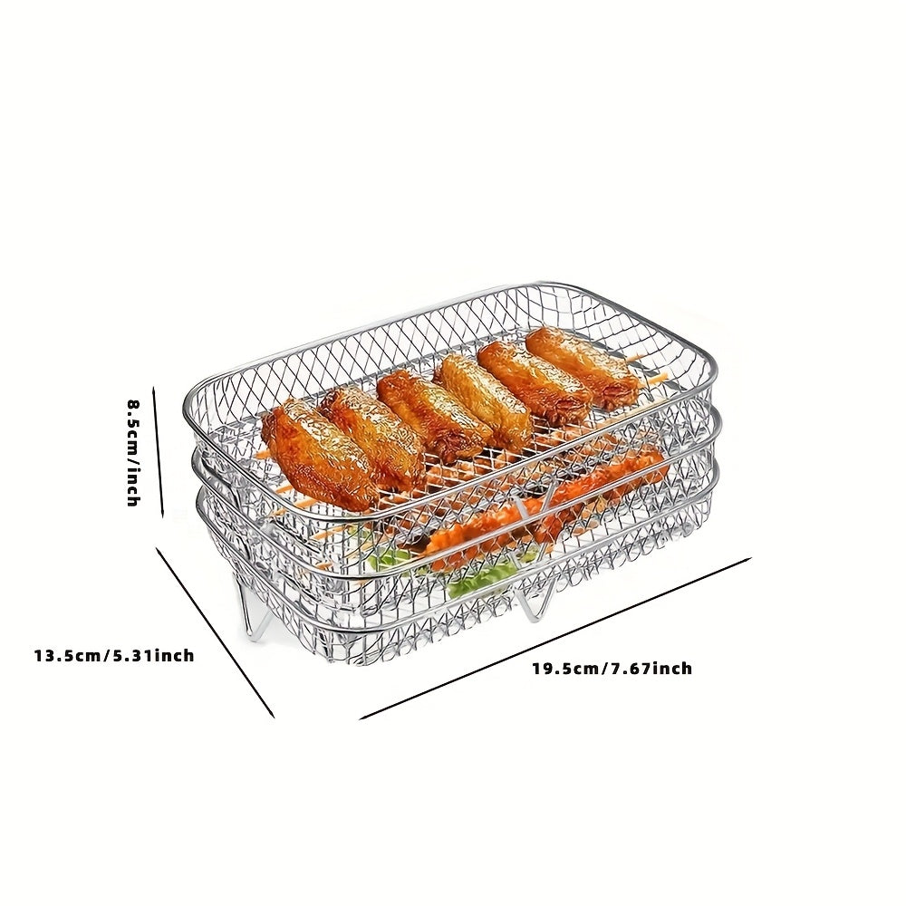 Air Fryer Rack Accessories Grill Basket, 3/2 Layers, 304 Stainless Steel Stackable Chicken wings Air Fryer Accessories Toast Rack, Cooking Rack