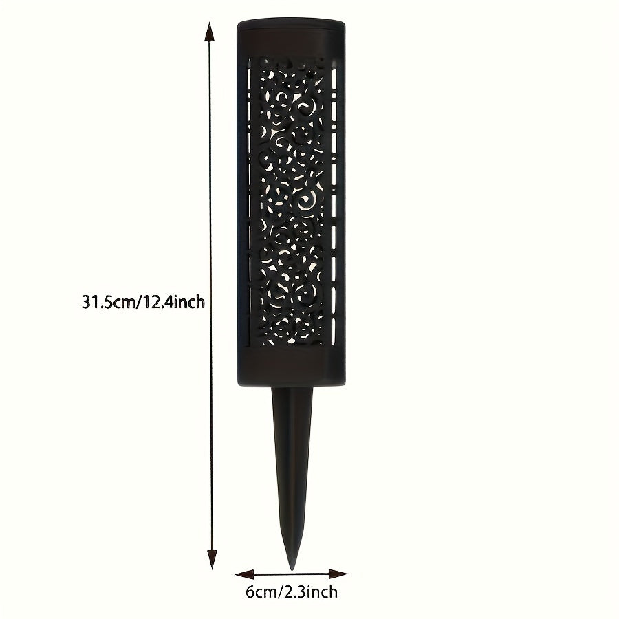 4-Pack Solar Garden Lights Outdoor, ABS Hollow-Carved Path Lights with LED Lens, Energy-Efficient Prong Bulb Base, Polished Flush Mount Solar Powered Landscape Lighting, Detachable Pathway Lamp for Yard, Lawn, Street, Halloween, Christmas Decor